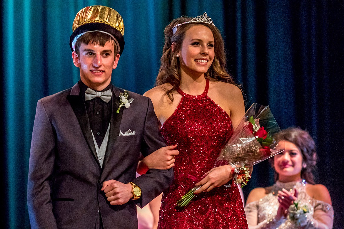 Brian Peck and Emily Mossburg are crowned king and queen at Libby Prom on Saturday, March 17, 2018. (John Blodgett/The Western News)