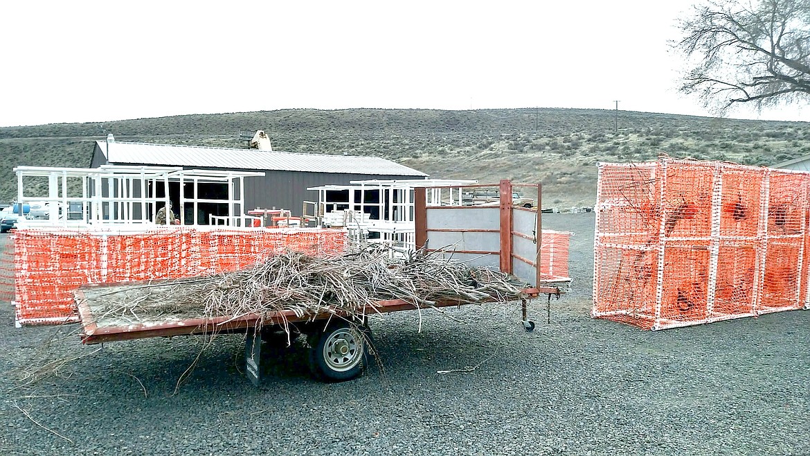 Pete Fisher photo - Habitat boxes are being built at MarDon Resort are almost ready to be dropped in the Potholes Reservoir. The boxes provide habitat for the panfish and a healthy baitfish population for bass, walleye, and trout.