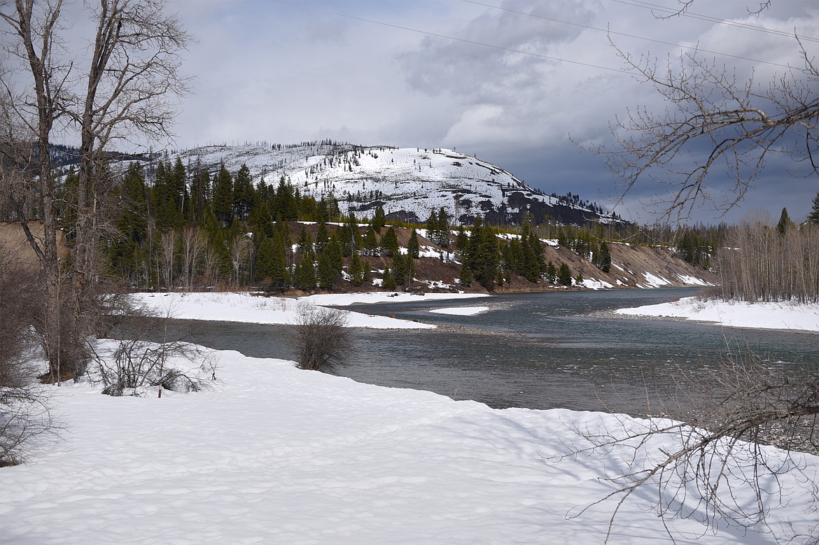 Shown is the confluence of the North Fork, left, and Middle Fork Flathead Rivers from the area of the Blankenship Bridge on Friday. (Casey Kreider/Daily Inter Lake)