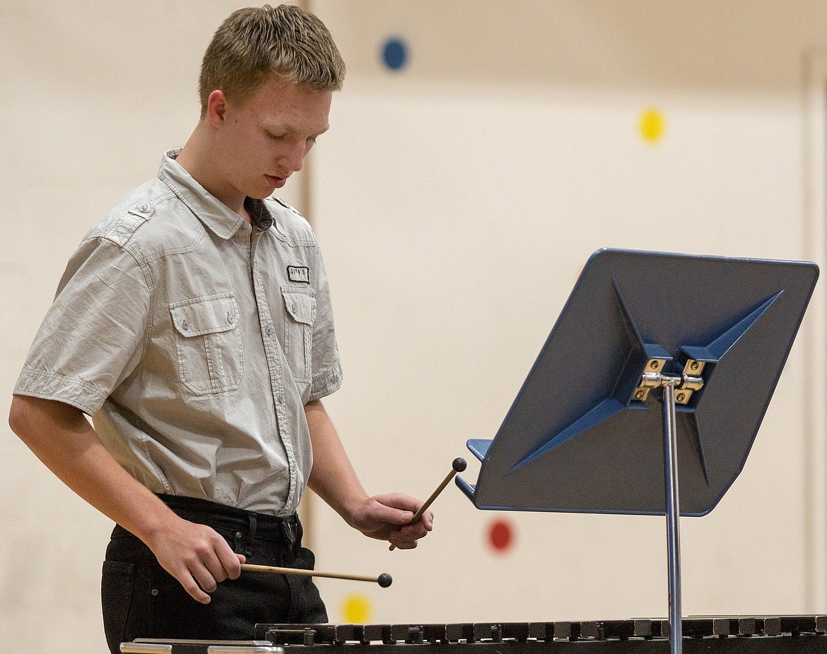 Libby eighth grader Landon Haddock performs during a concert in the Libby Elementary School gym on Tuesday, March 27, 2018. (John Blodgett/The Western News)