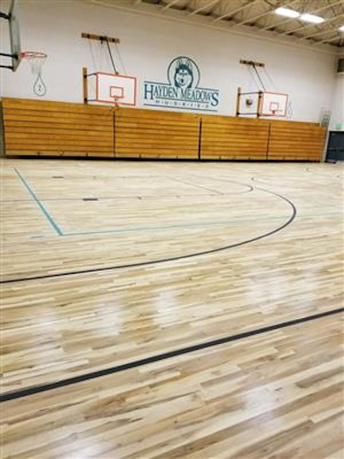 The&#160;Hayden Meadows gymnasium had old carpet instead of wood flooring.&#160;In 2017, the carpet was torn out and a new wood floor was installed. (Courtesy photo)