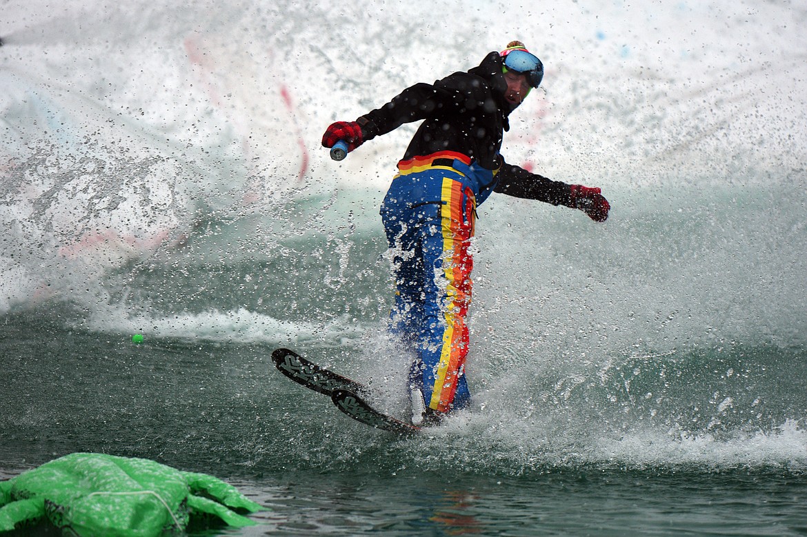 Participants compete in the 2018 Whitefish Pond Skim at Whitefish Mountain Resort on Saturday. (Casey Kreider/Daily Inter Lake)