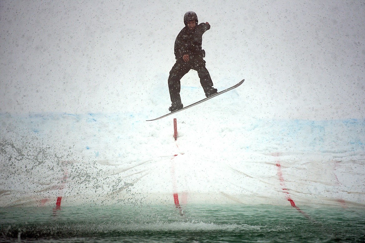 Participants compete in the 2018 Whitefish Pond Skim at Whitefish Mountain Resort on Saturday. (Casey Kreider photos/Daily Inter Lake)