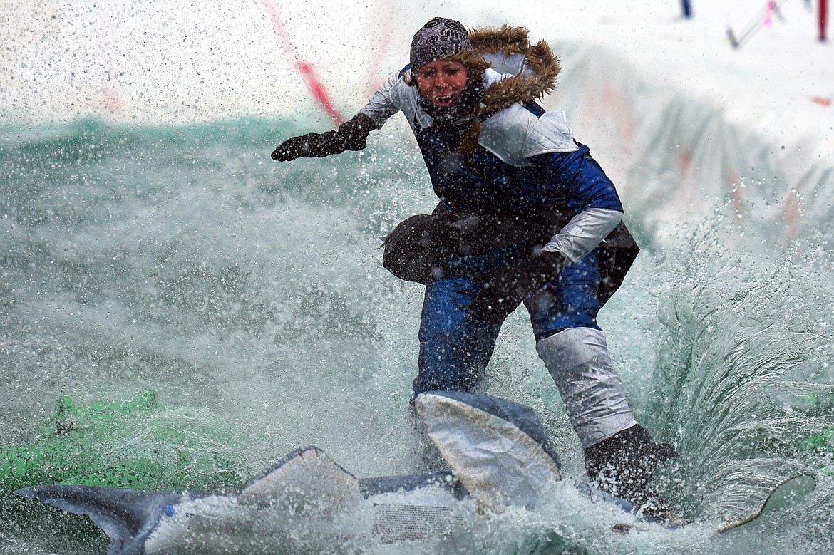 Participants compete in the 2018 Whitefish Pond Skim at Whitefish Mountain Resort on Saturday. (Casey Kreider/Daily Inter Lake)