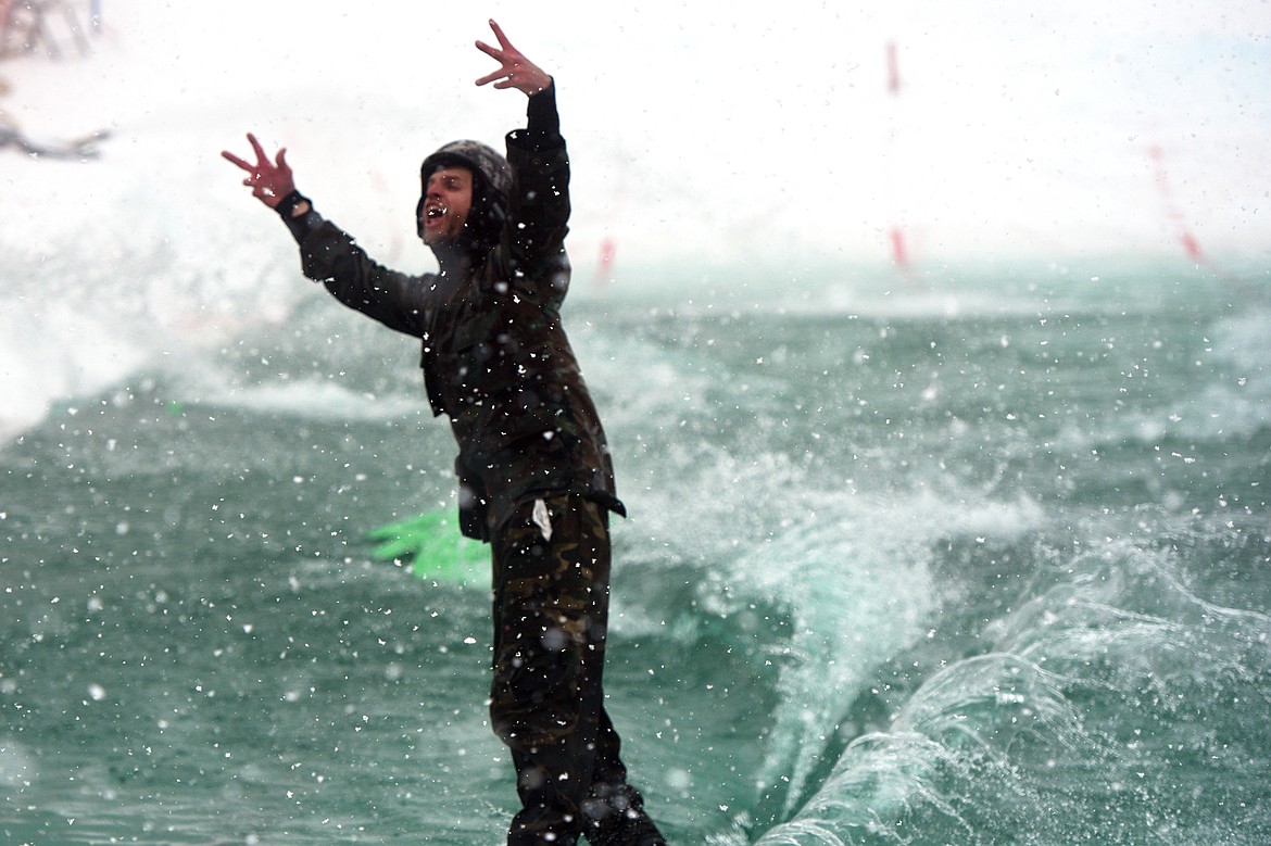 Participants compete in the 2018 Whitefish Pond Skim at Whitefish Mountain Resort on Saturday. (Casey Kreider/Daily Inter Lake)