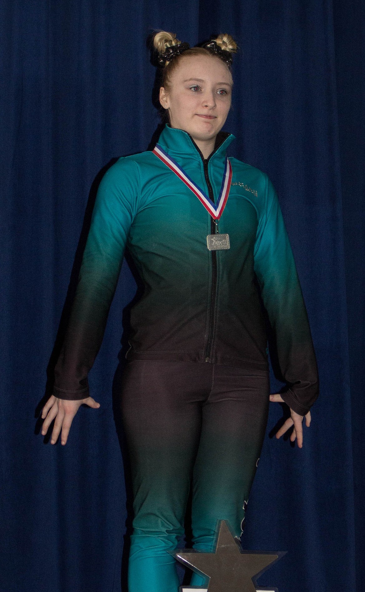 Courtesy photo
Bethany Frey of Technique Gymnastics won the Xcel Platinum beam title at the recent Xcel state championships in Meridian.