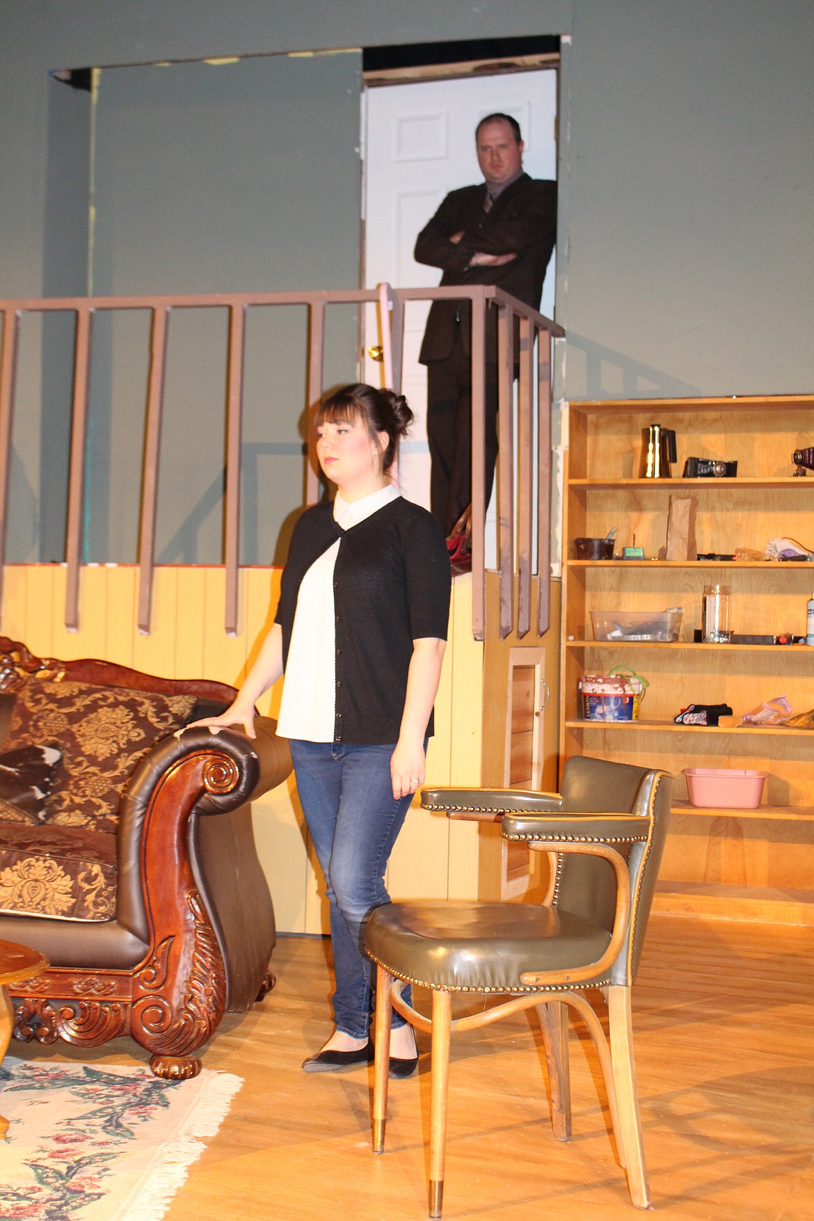 Cheryl Schweizer/Columbia Basin Herald
Roat (Adam Zaleski, background) may think he has the upper hand over Susy (Laura Knittle) &#8211; but he might be badly mistaken in the Masquers production of &#145;Wait Until Dark,&#146; opening April 13.