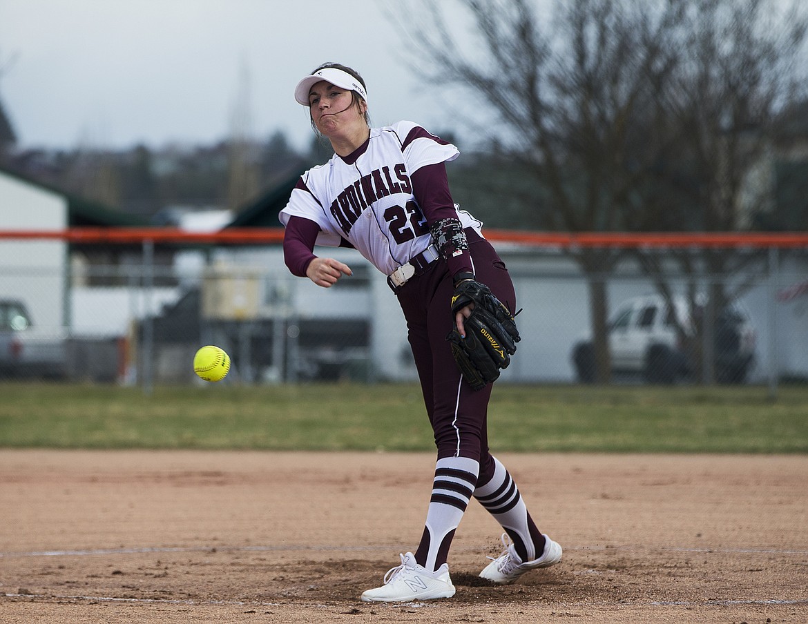 Kayla Moore of North Idaho College delivers a pitch in a game against Treasure Valley on Friday.