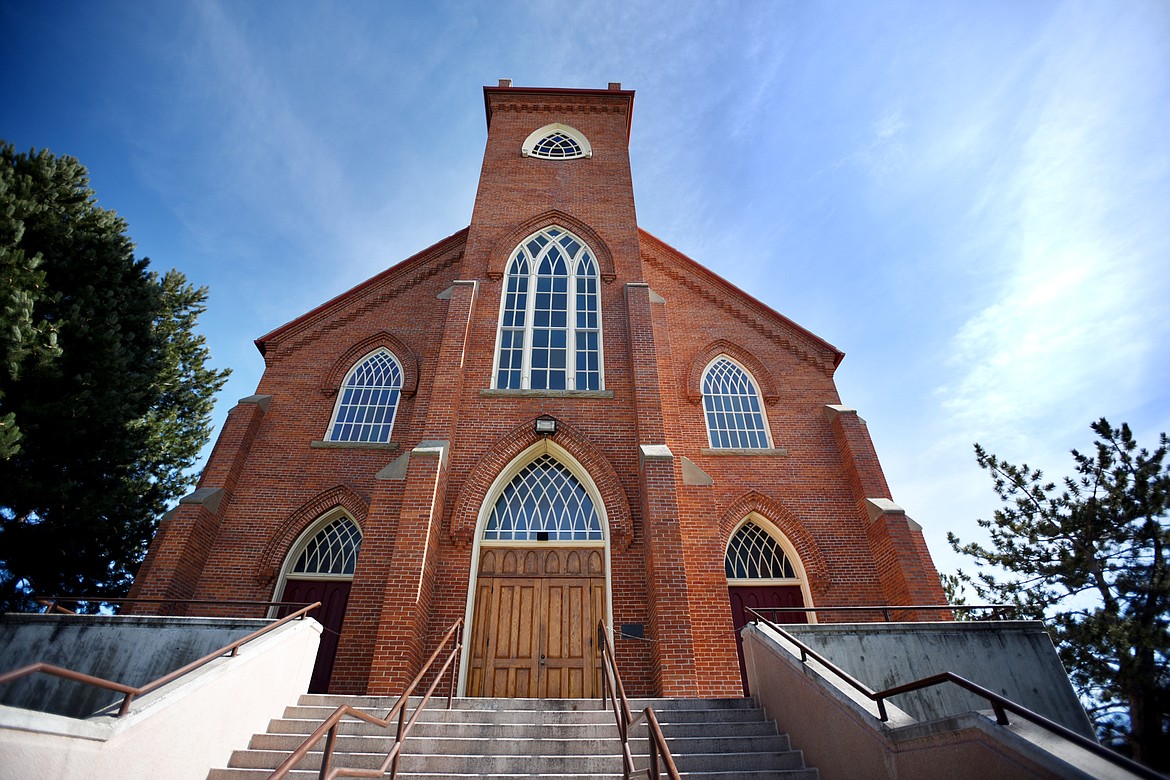 the Exterior of the historic Mission Catholic Church in St. Ignatius, originally built in 1891.