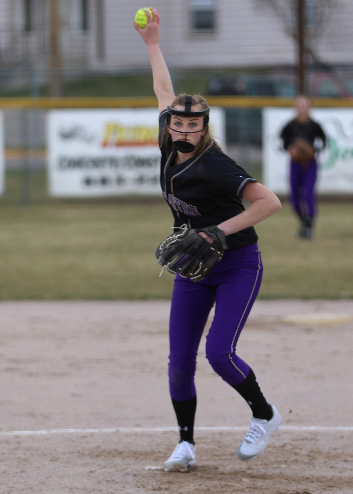 POLSON PITCHER Vanessa Kent delivers an offering to a Libby batter during Polson&#146;s 8-5 victory over the Libby Loggers Thursday afternoon at Polson High School. (Photo courtesy of Bob Gunderson)