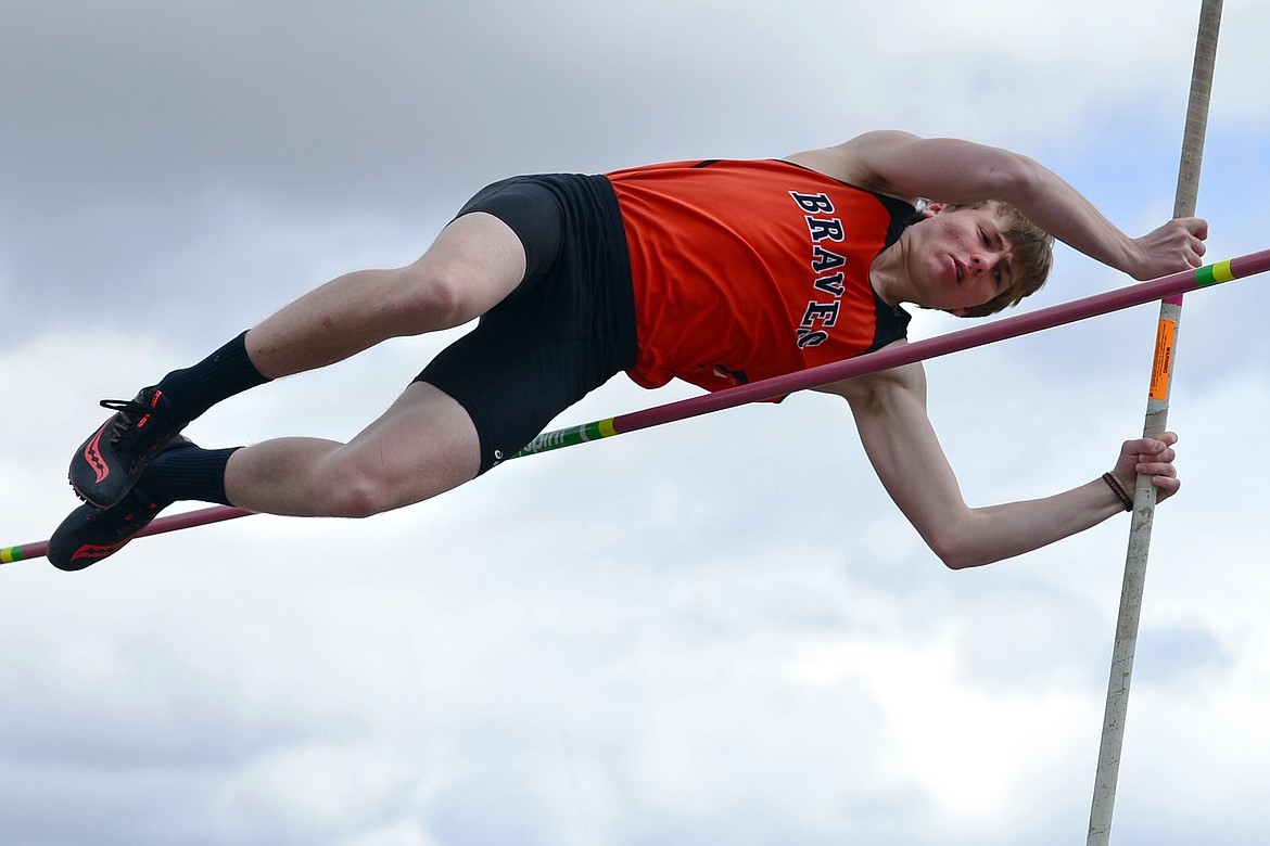 Flathead High School&#146;s Ryan Vosen competes in the pole vault during a meet with Glacier at Glacier High School on Tuesday. (Casey Kreider/Daily Inter Lake)