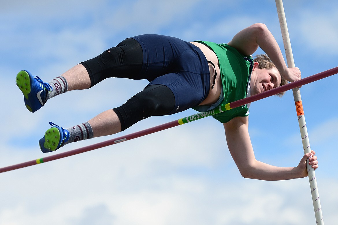 Glacier&#146;s Dusty Turner competes in the pole vault during a meet with Flathead High School at Glacier High School on Tuesday. (Casey Kreider/Daily Inter Lake)