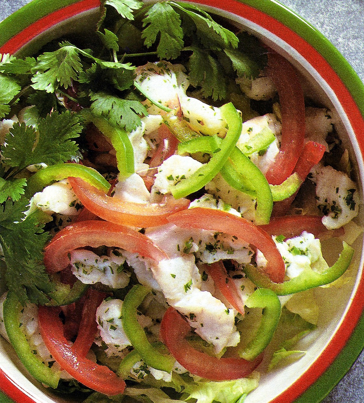 Don&#146;t forget the &#147;small&#148; greens &#151; coriander, parsley and watercress for a healthful charge of vitamins and minerals. Use them lavishly, as in this fish salad also featuring leaf lettuce, romaine and green bell peppers.