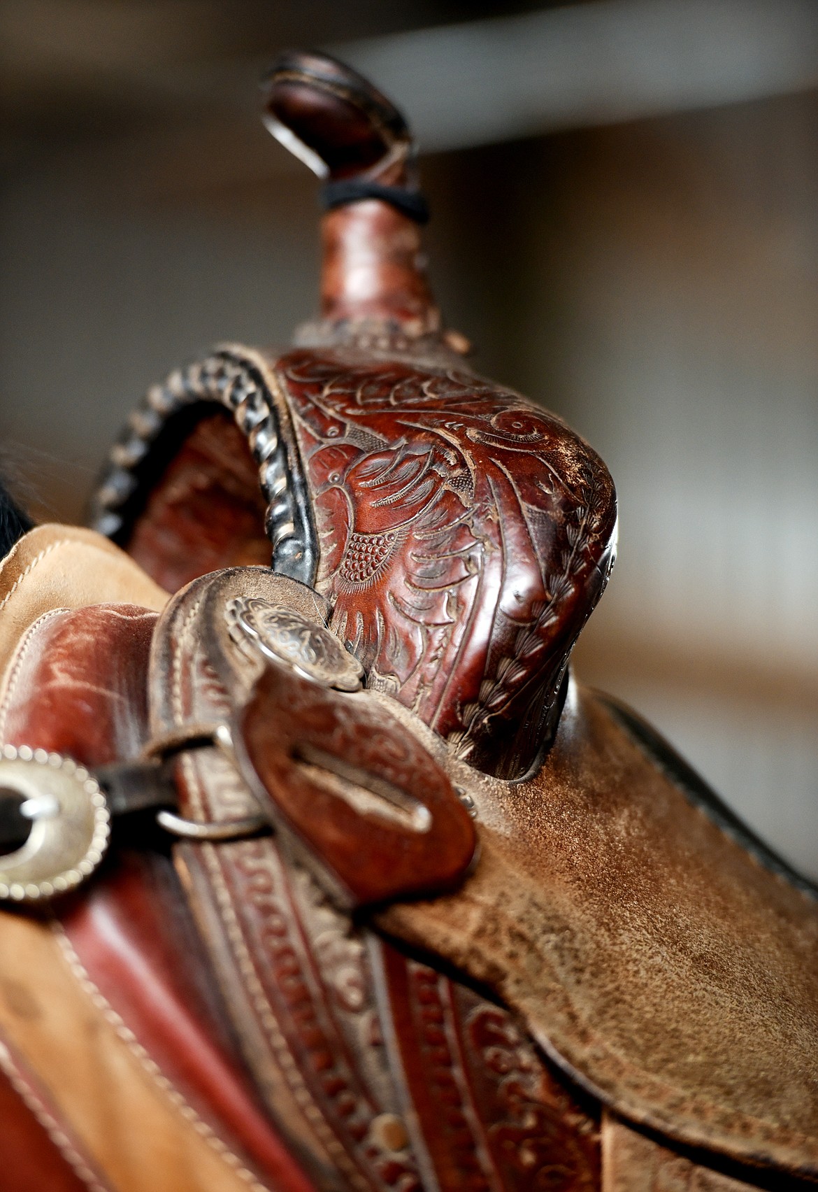 Detail of a saddle at Gentle Persuasion Horse Training.(Brenda Ahearn/Daily Inter Lake)