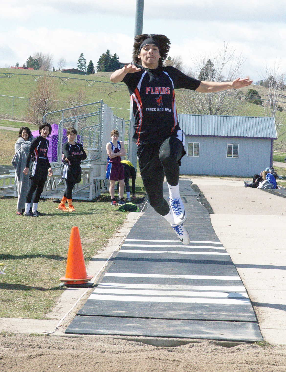 PLAINS JUMPER Sinjin LaDeaux captured first-place in the high jump leaping to a distance of 5 feet, 10 inches Friday afternoon at the Dave Tripp Memorial meet at Polson High School. (Jason Blasco/Lake County Leader)