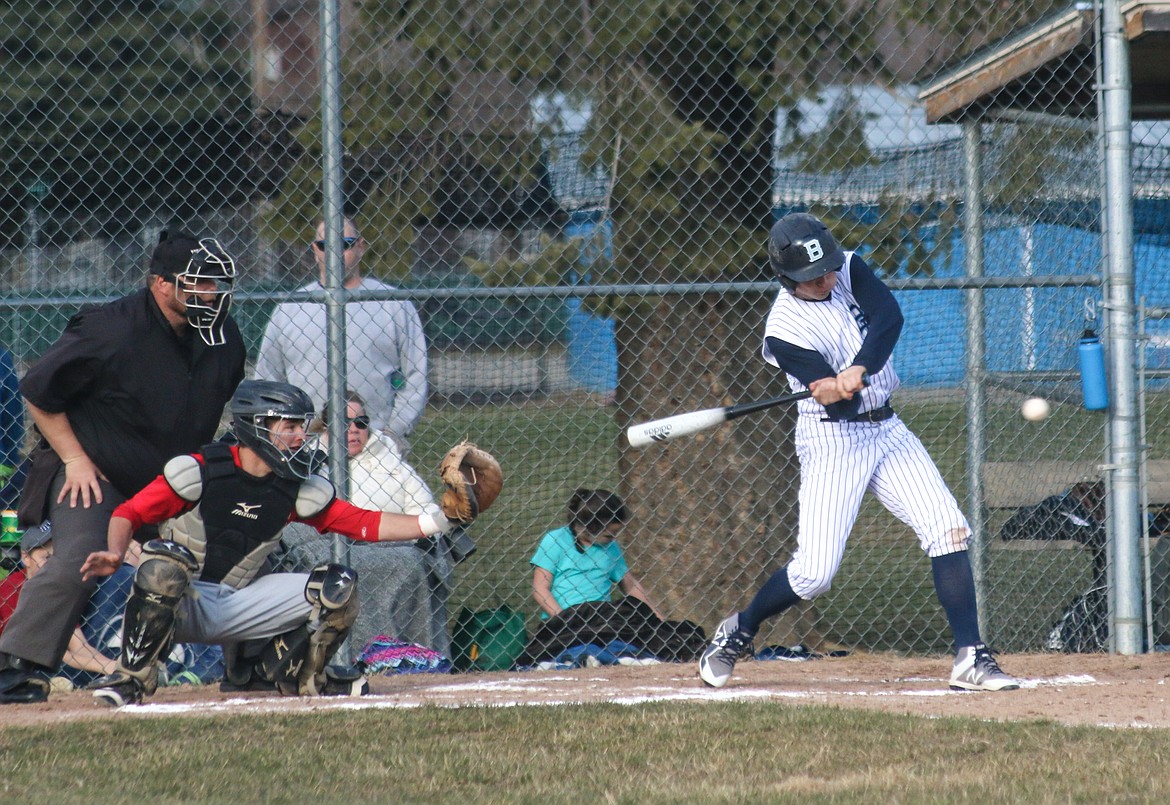 Ty Bateman takes a cut against Sandpoint earlier this season.