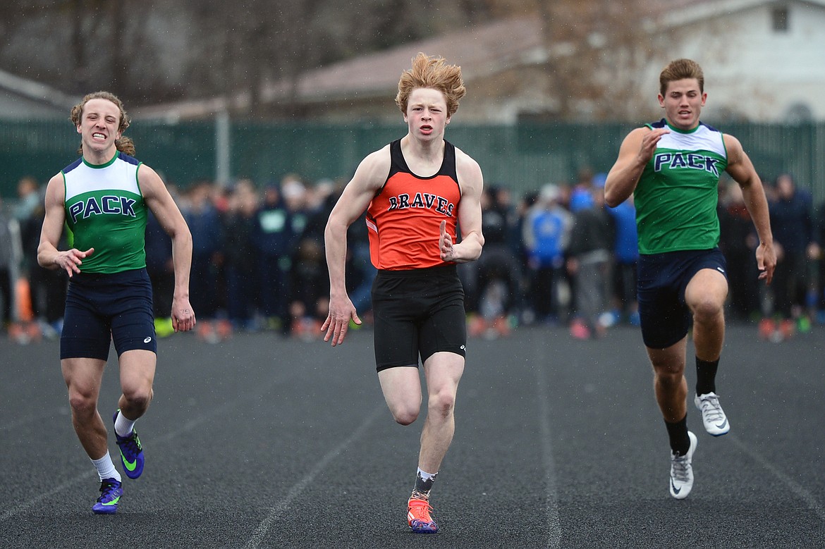 Flathead&#146;s Chance Sheldon-Allen took first in his heat in the boys&#146; 100 meter with a time of 11.71 at the Kalispell Invitational at Legends Stadium on Tuesday. (Casey Kreider/Daily Inter Lake)