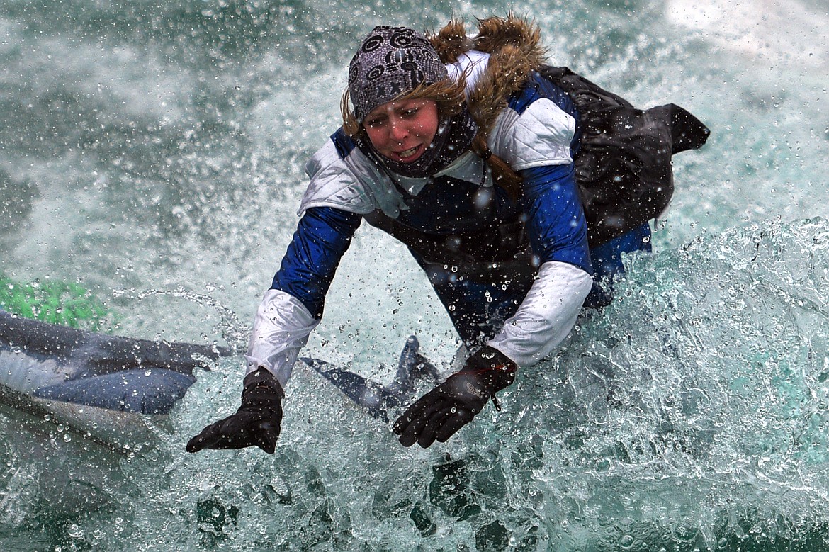 Participants compete in the 2018 Whitefish Pond Skim at Whitefish Mountain Resort on Saturday. (Casey Kreider/Daily Inter Lake)