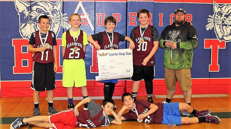 The Clark Fork Mountain Cats boys 5/6 grade team placed first during the Superior Hoop Shoot last weekend. (Photo courtesy of Superior Hoop Shoot)