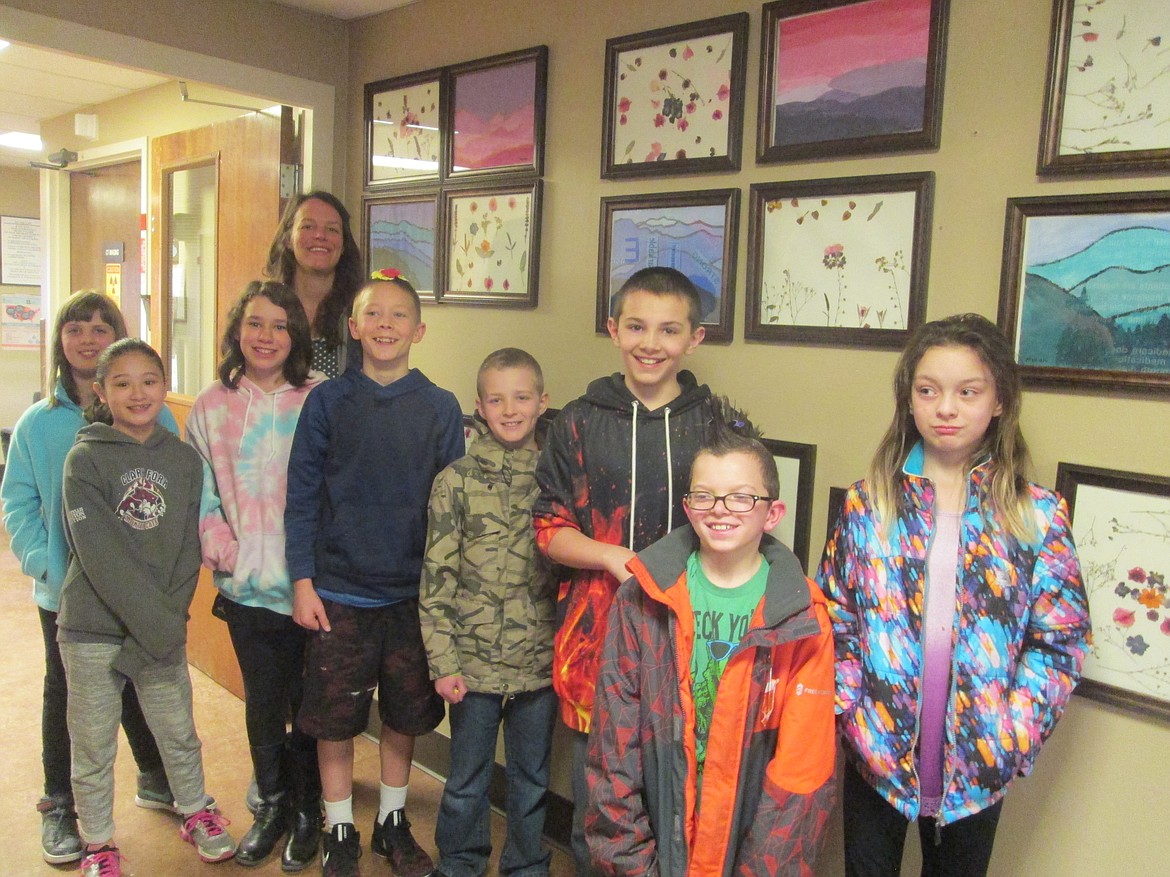 Alberton fifth-grade art students have their artwork displayed in the lobby of Mineral Community Hospital, where a reception was held on March 28. (Photo by Monte Turner)