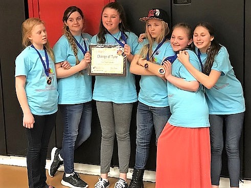 The Hamsteak Team consisting of Macy Hill, Kiya Taylor, Zoey Antos, Kylie Lucier, Brooke Filek and Tia Hendricks won first place at State Destination Imagination competition and will travel to global competition in Knoxville, Tenn., in May. 

(Photo courtesy of Chera Antos)