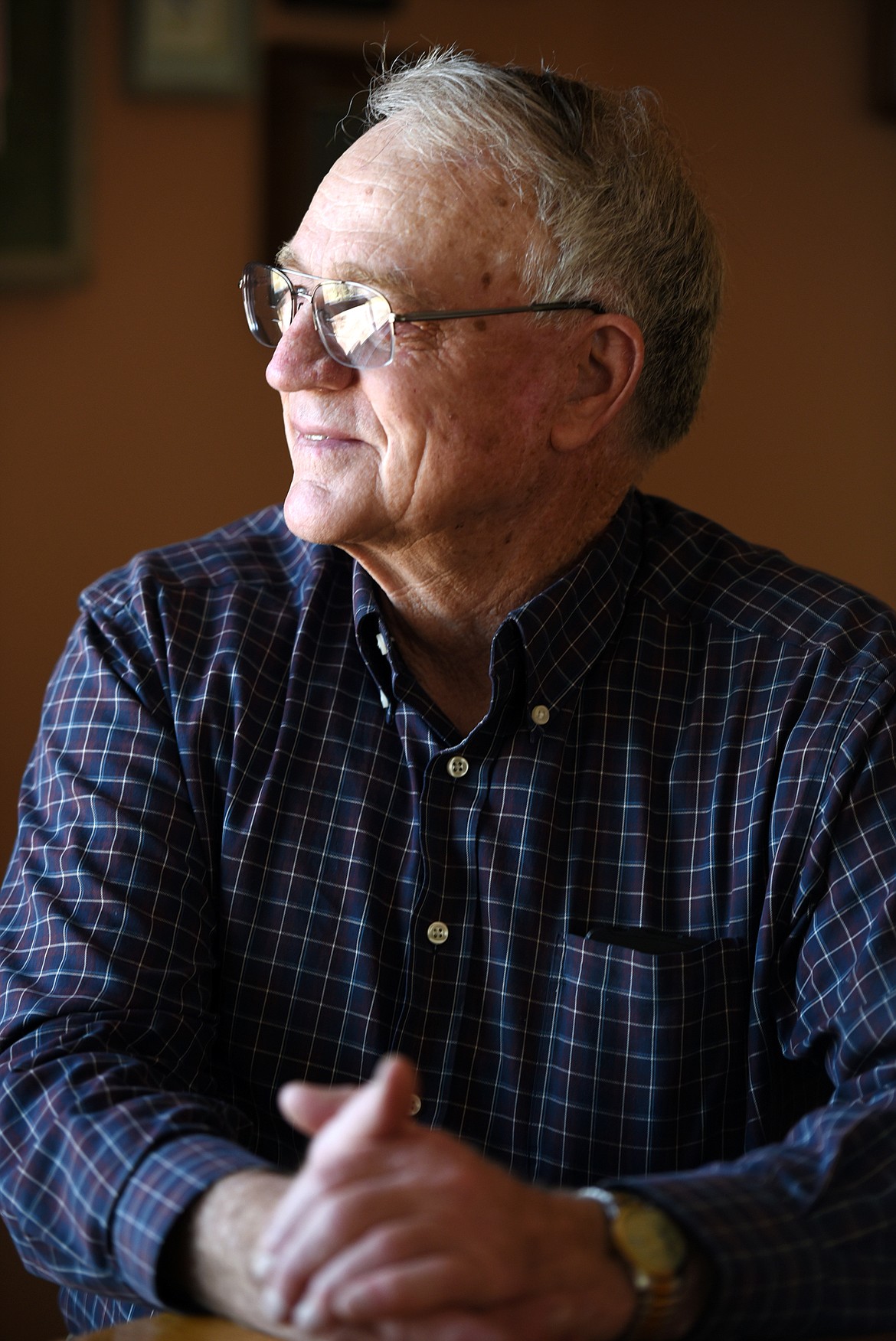 Lew Savik in his home west of Kalispell on Thursday morning, April 26. Savik is a Red Cross volunteer who has been deployed to seven disasters, including Hurricane Sandy. (Brenda Ahearn/Daily Inter Lake)