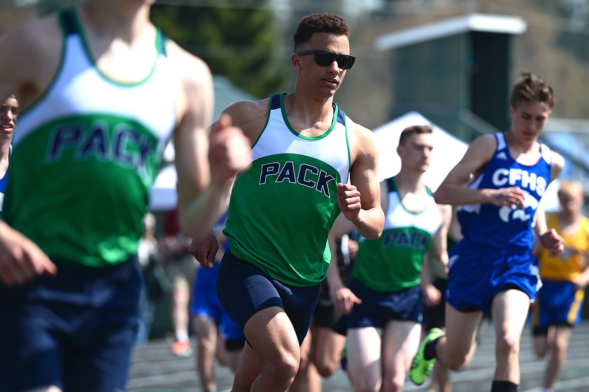 Glacier's Elijah Boyd took first place in the boys 1,600 meter run at the A.R.M. Invitational at Whitefish High School on Saturday. (Casey Kreider/Daily Inter Lake)