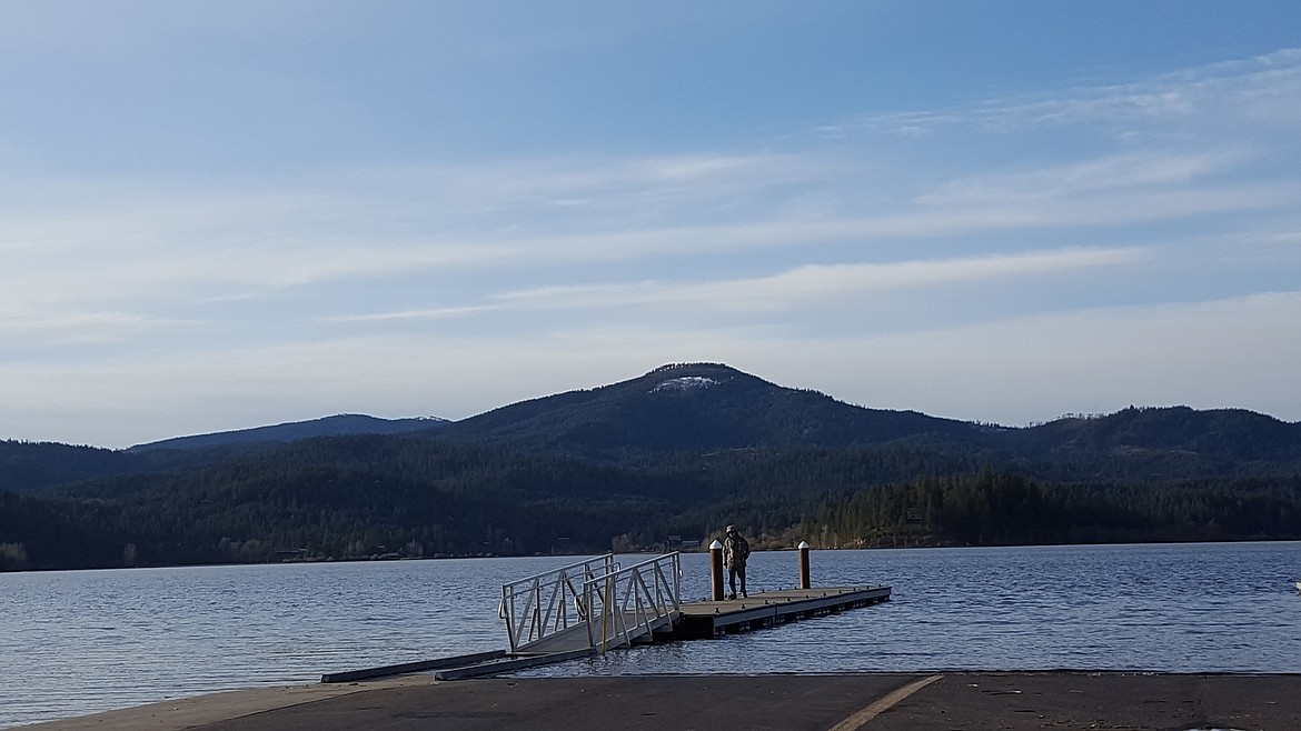 The boat launch, dock and swimming area at the Hauser Lake public park.