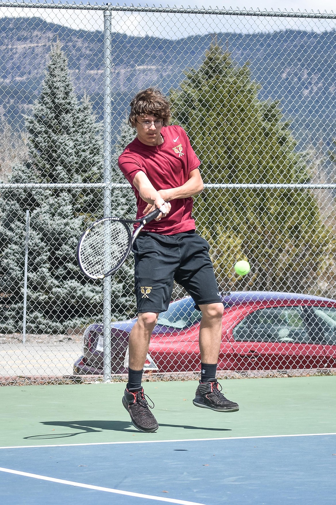 Troy&#146;s AJ Faur plays against Cut Bank&#146;s Gus Meiwald during the Libby Invitational, April 21. (Ben Kibbey/The Western News)