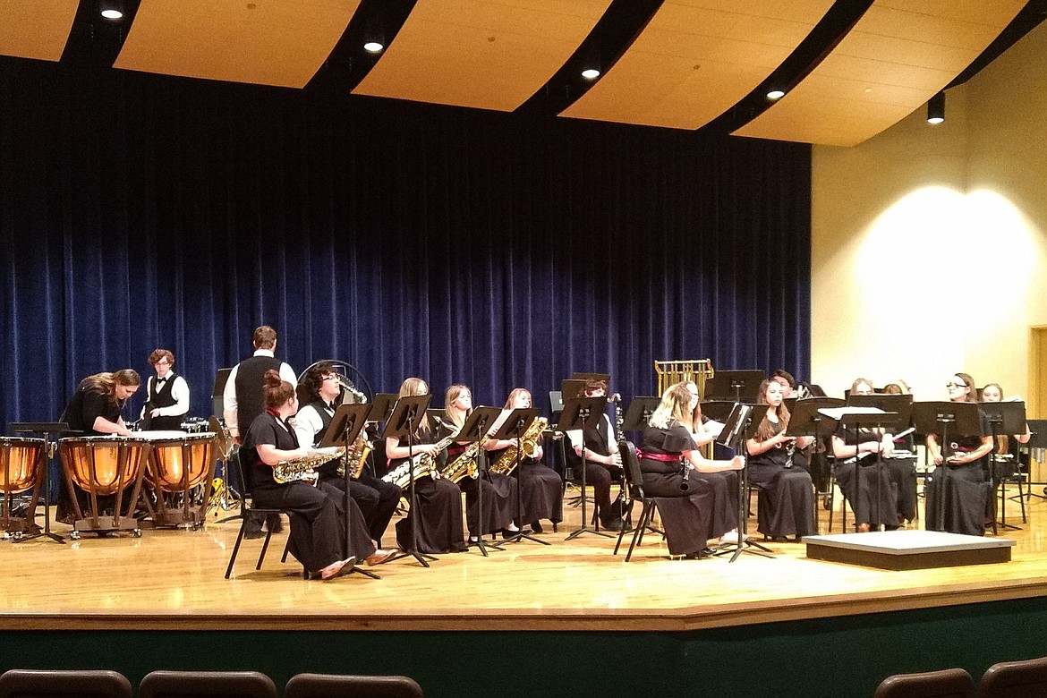 The Troy High School Band gets ready to perform at the District Music Festival in Kalispell, April 13. (Courtesy photo)