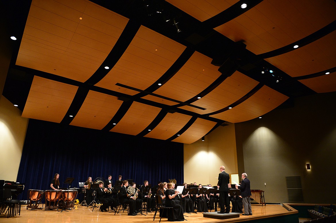 The Flathead High School Braves Band at the direction of David Johnke performs at the District No. 1 Music Festival at Glacier High School on Friday, April 13. (Casey Kreider/Daily Inter Lake)