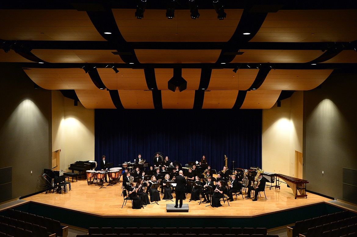 The Flathead High School Braves Band at the direction of David Johnke performs at the District No. 1 Music Festival at Glacier High School on Friday, April 13. (Casey Kreider/Daily Inter Lake)