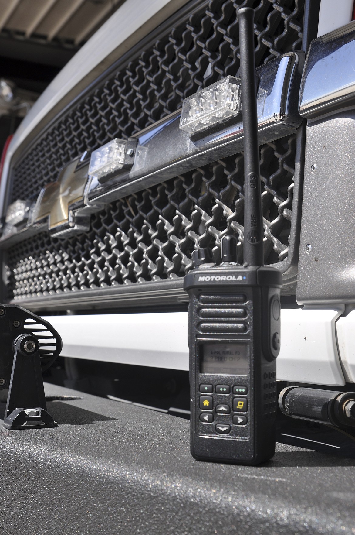 NEW RADIOS were purchased by Polson Rural Fire District following a fundraising campaign. The radios cost between $2,200-$2,400, and help those inside fires to communicate with others outside fires. (Ashley Fox/Lake County Leader)