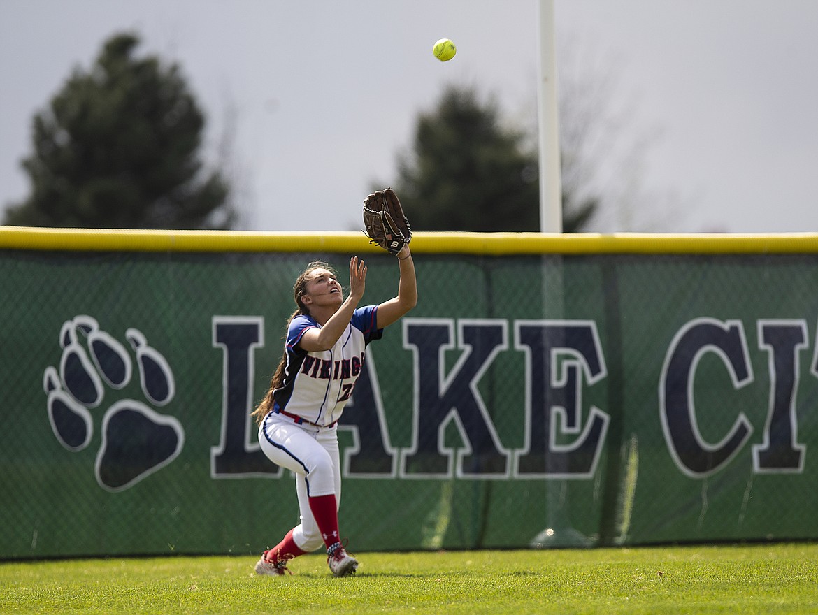 Coeur d&#146;Alene center fielder Kaylin Donovan catches a fly ball in Tuesday&#146;s game at Lake City.