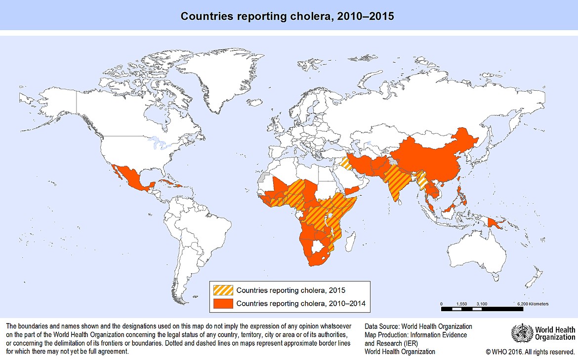 WORLD HEALTH ORGANIZATION
Where cholera is today.