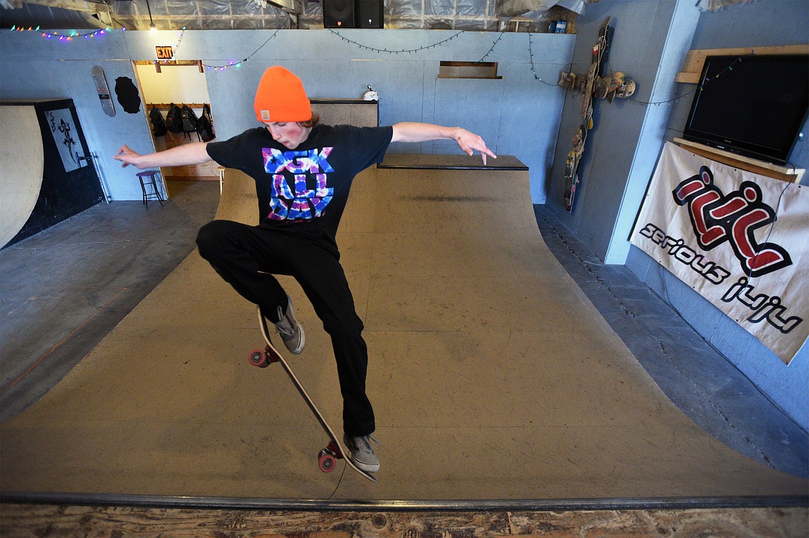 Dominic Gribbin, 15, skates during an open skate at Serious JuJu at 707 W. Center St. in Kalispell on Friday, May 4. (Casey Kreider/Daily Inter Lake)