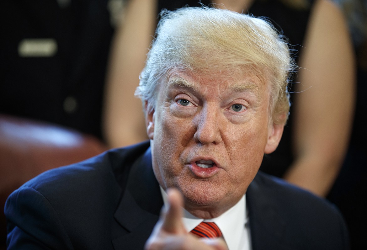 President Donald Trump speaks to media as he meets with crew and passengers of Southwest Airlines Flight 1380 in the Oval Office of the White House in Washington, Tuesday, May 1, 2018. (AP Photo/Carolyn Kaster)