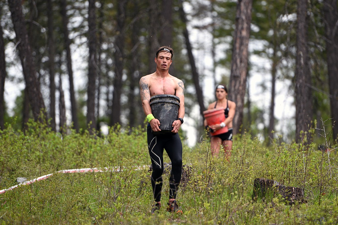 Competitors navigate the 13-mile &#147;Beast&#148; course at Spartan&#146;s Mountain Series Race in Bigfork on Saturday. (Casey Kreider/Daily Inter Lake)