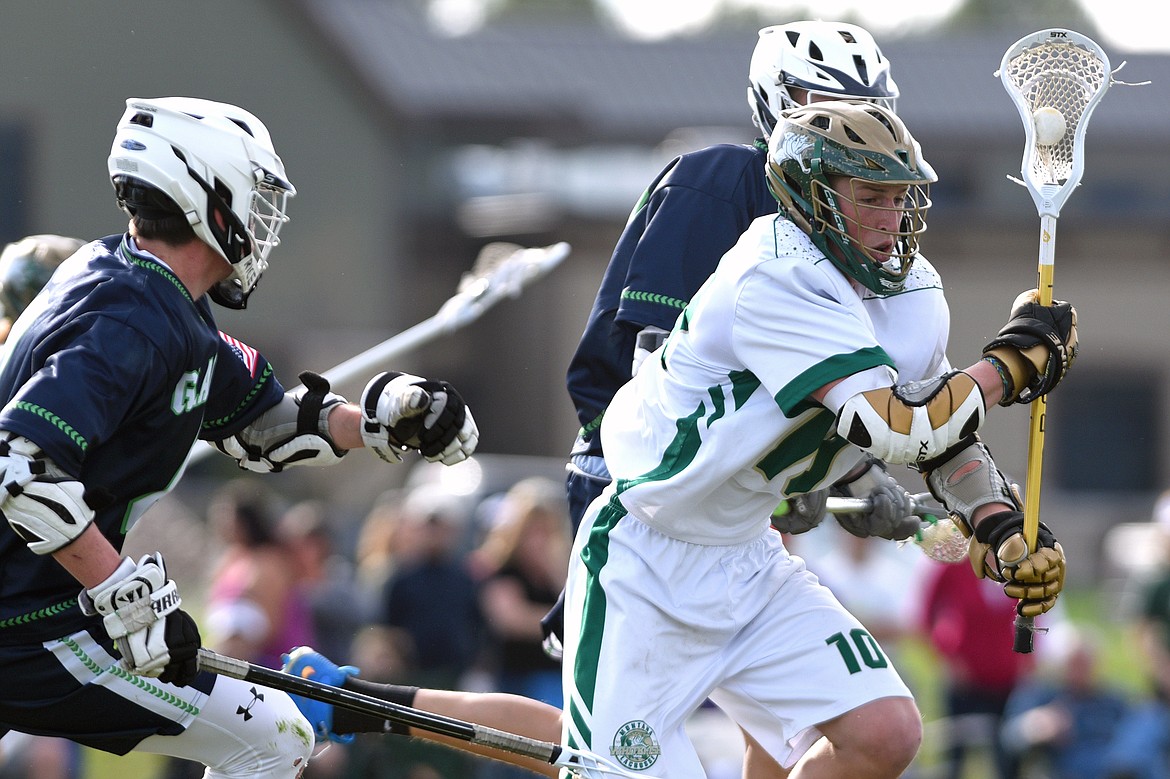 Whitefish&#146;s Alex Coulter (10) controls the ball in the first half against Glacier on Thursday. (Casey Kreider/Daily Inter Lake)