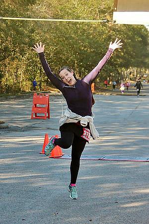 Never taking life too seriously, Whitney takes any opportunity to embrace the happy in her life before a marathon run. (Photo supplied by family)