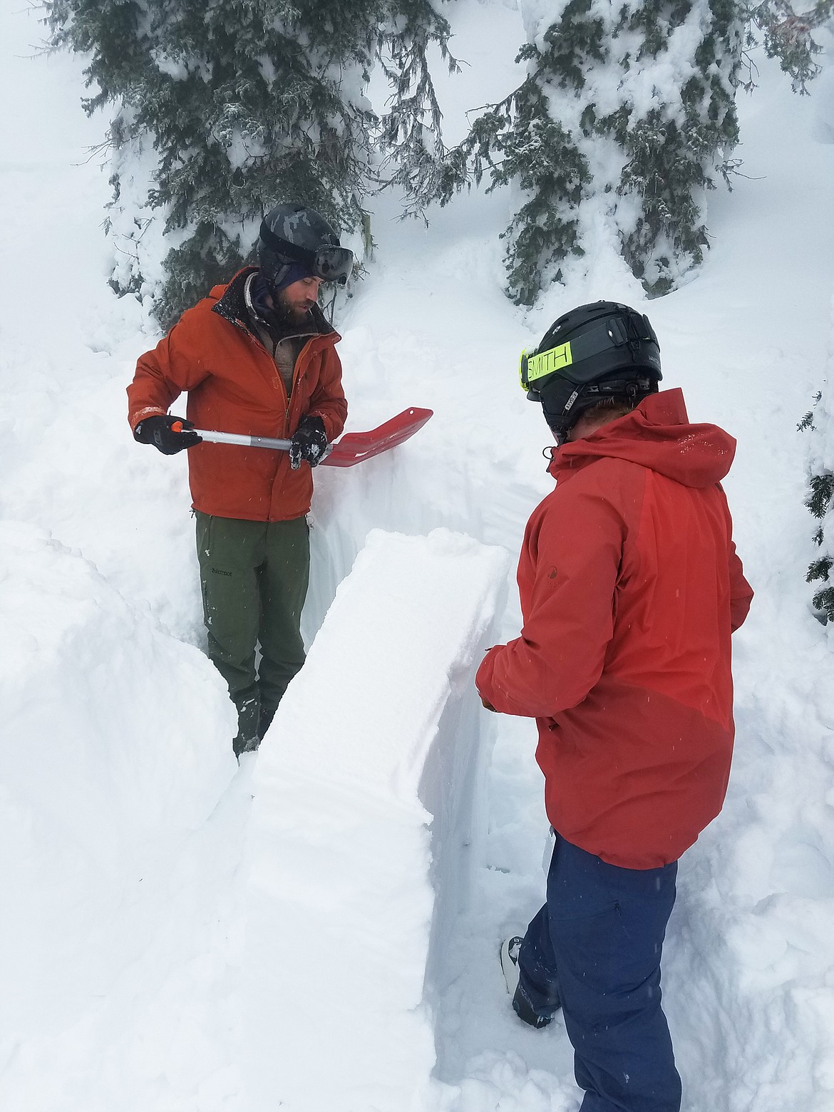 Students practice snow stability tests during a Patrol Fund Avalanche 1 course in March.