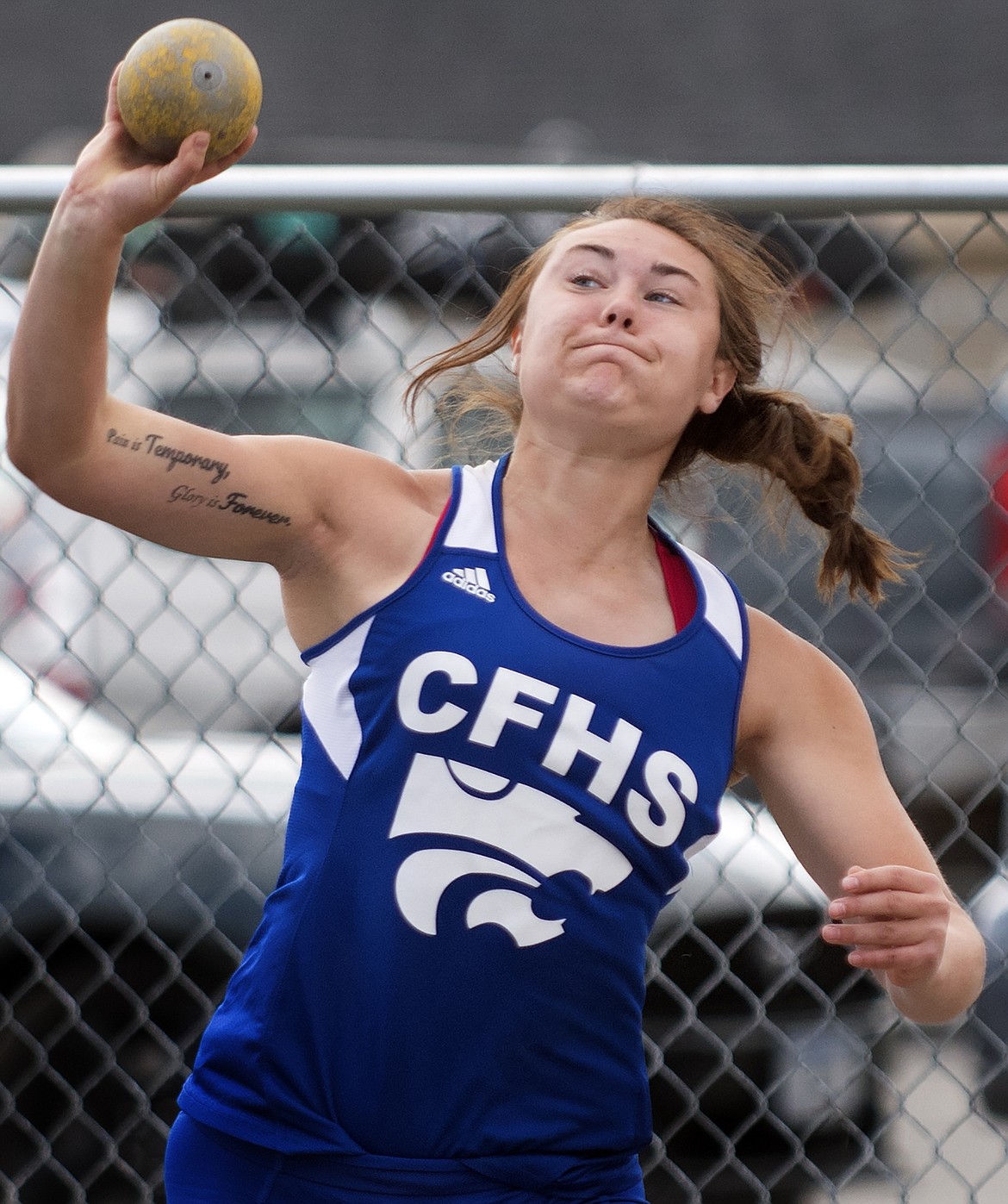 Tallia Sova was the winner of the shot put competition at the Ken Good Invitational in Whitefish last week with a toss of 36 feet, 6.5 inches. (Jeremy Weber photo)