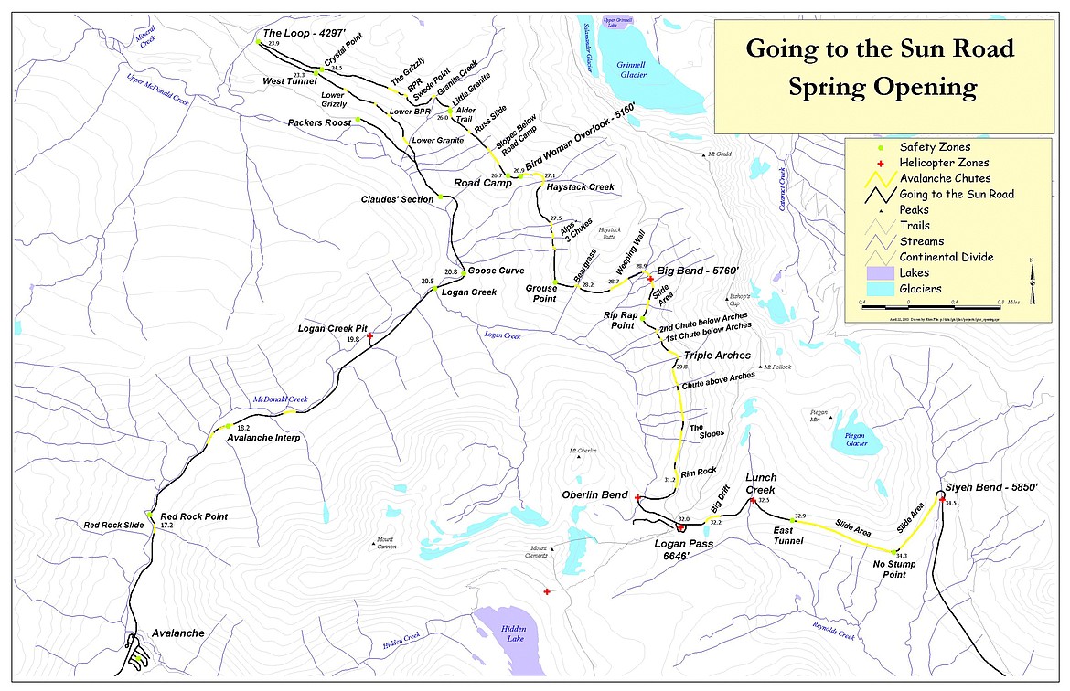 This map details waypoints and their common names of the Sun Road.