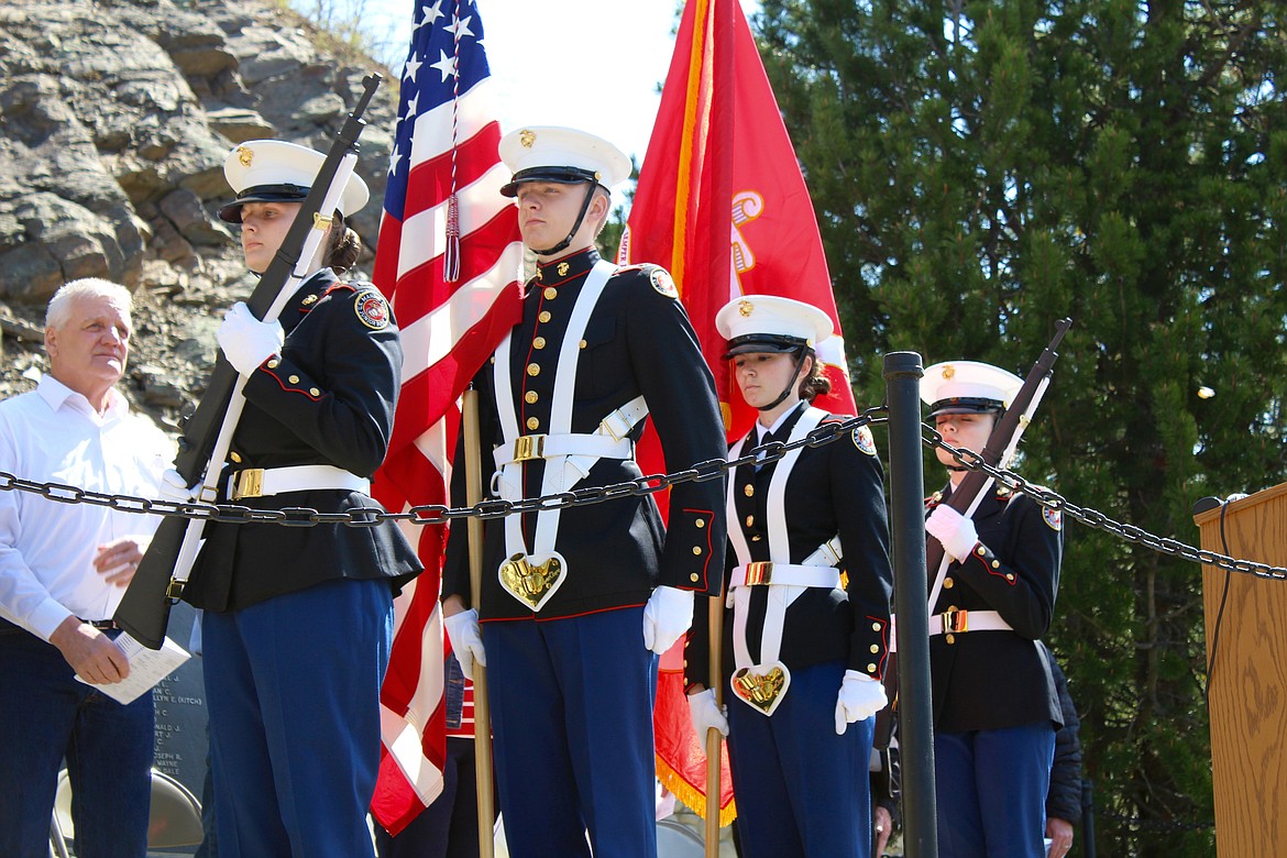 JROTC members exit after the anthem.