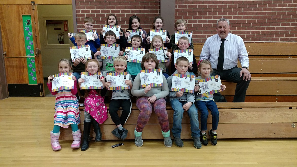 (Top row from right) Johnny Stovern, Lacy Ellison, Rylie Spencer, Bethany Mendy and Randy Rodriquez.
(Middle) Danny Lortz, E.J. Meyer, Madelynn Spedalieri, Emma Martin, Chandler Howard and Principal Mike Groves
(Front) Johnny Stovern, Lacy Ellison, Rylie Spencer, Bethany Mendy and Randy Rodriquez.
Not pictured: Georgia Shirley and Talan White.