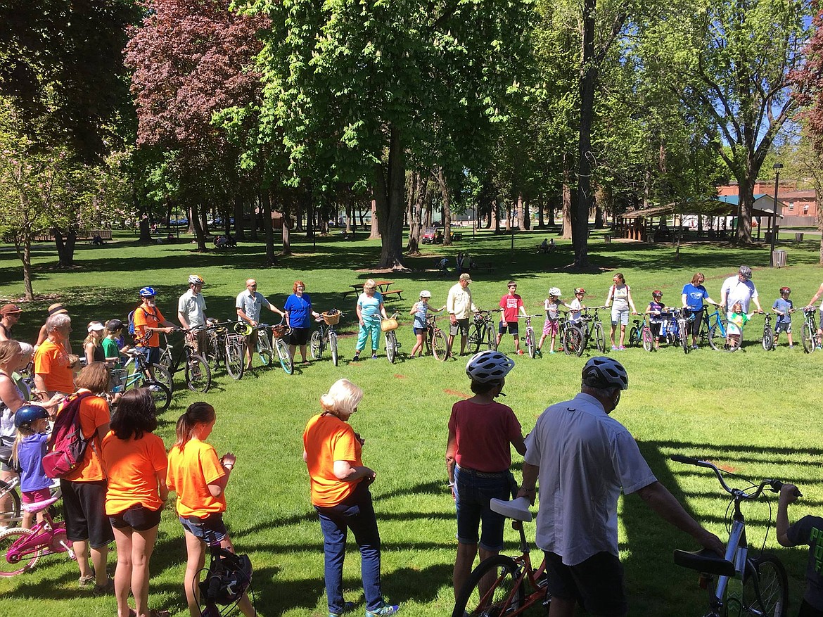 Courtesy photo
About 100 people representing at least five churches gathered in Coeur d&#146;Alene City Park last spring for the Blessing of the Bikes. The 2018 Blessing of the Bikes will take place at 2 p.m. Sunday, followed by a bike ride on the Centennial Trail to Riverstone Park, where attendees will enjoy fellowship time and a root beer float.