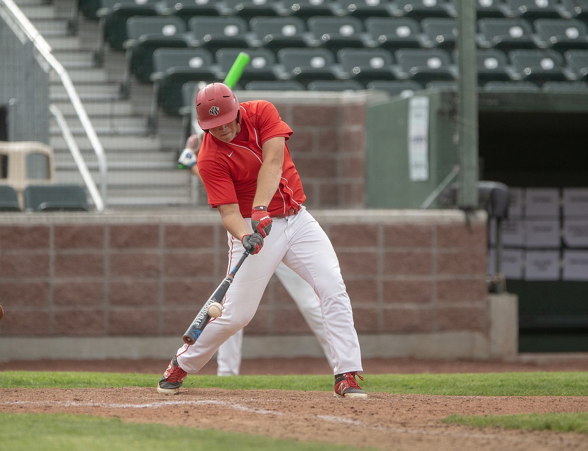 (Photo by JASON DUCHOW PHOTOGRAPHY)
Trey Flint had two of Sandpoint&#146;s five hits in the opening loss at state on Thursday in Idaho Falls.