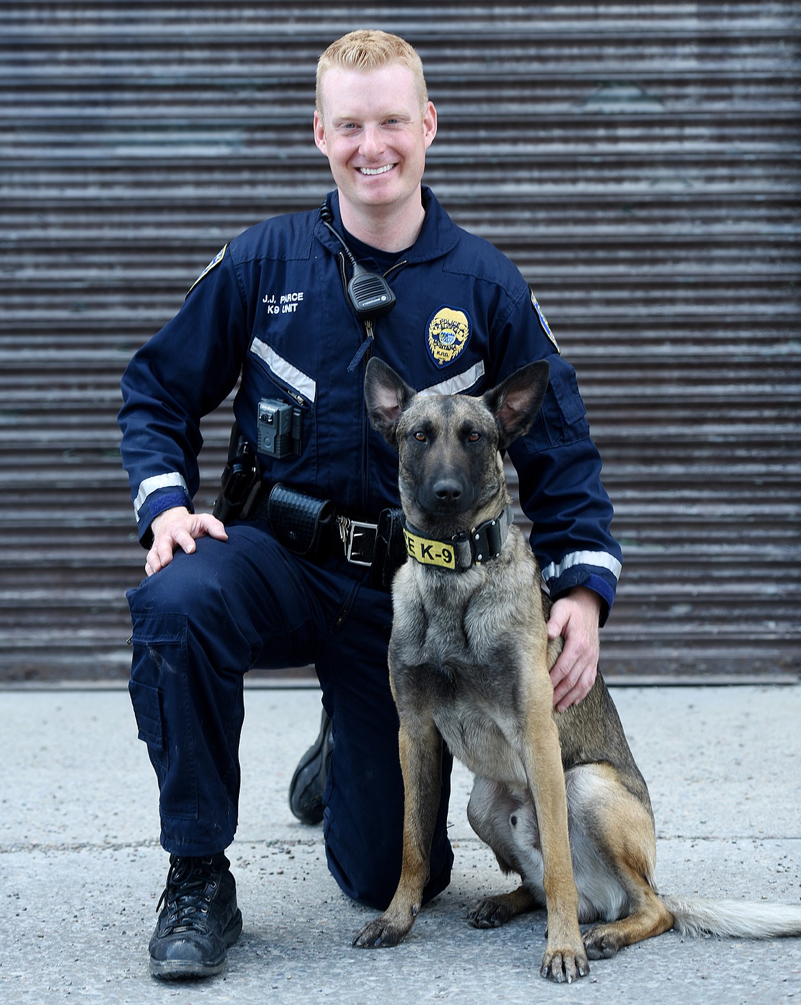 Kalispell Police Officer Jason Parce and Cairo at six months of service.
(Brenda Ahearn photos/Daily Inter Lake)