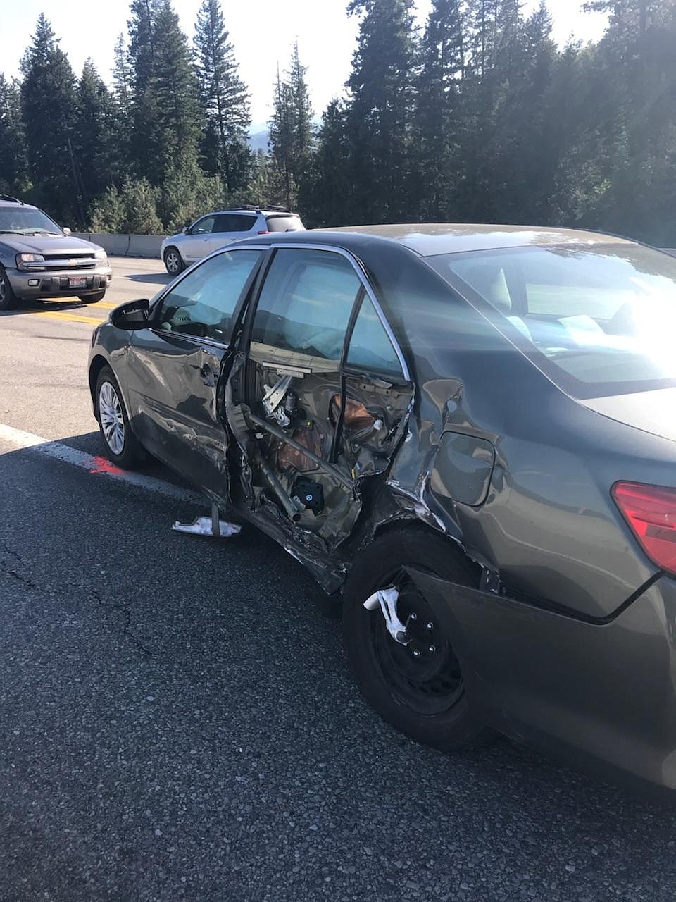 On May 14, Bonners Ferry Police Chief Brian Zimmer-man was driving his personal vehicle when it was struck by another car on the North Hill.

Courtesy photo