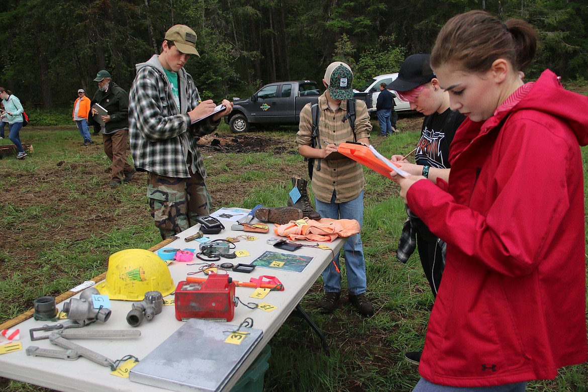 (Photo by MARY MALONE)
Tool identification was one of several skills required of Idaho State Forestry Contest participants on Thursday during the 2018 event, held at the Delay Farm in Careywood.